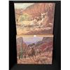 Image 1 : Lot of 2 Vintage Canvas Paintings w Original Packaging. Mountain Lion/Bighorn Sheep.16"highx 20" wid