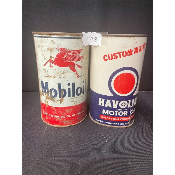 Mobiloil & Havoline Quart Oil Cans