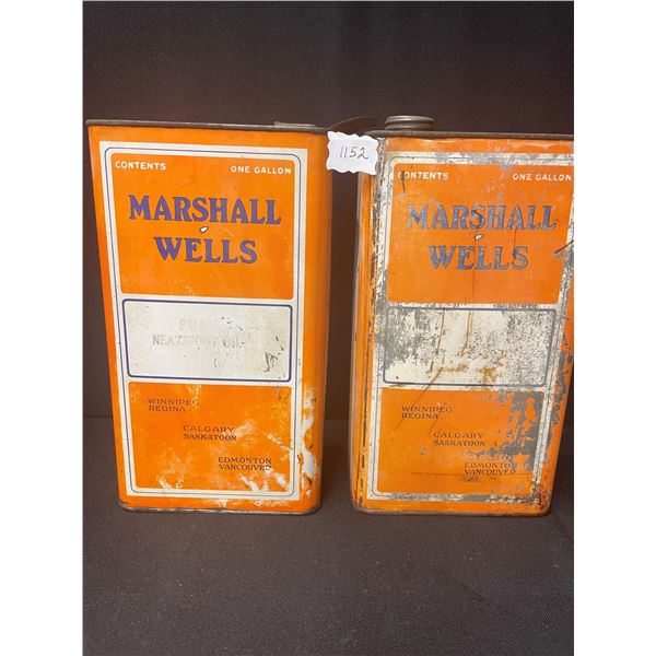 (2) Marshall Wells 1 Gallon Oil Cans