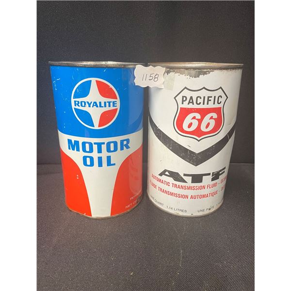 Royalite & Pacific 66 Quart Oil Cans (FULL)