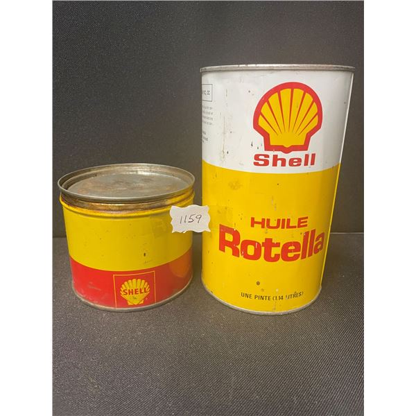 Shell Quart Oil Can & Shell 1 LB Grease Can