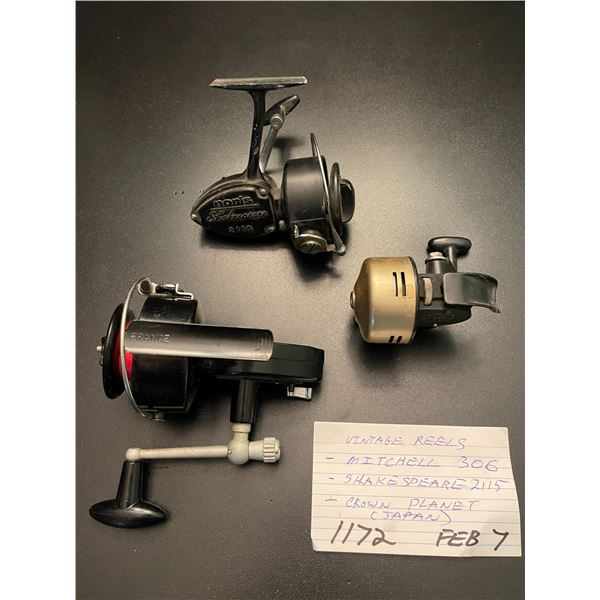 Vintage reels - Mitchell 306 - Shakespeare 2115 - Crown Planet (Japan)