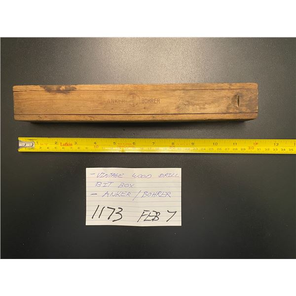 Vintage wood drill bit box - Anker / Bohrer