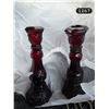 Image 1 : Vintage Avon Cape Cod Collection Pair of 8.75” Ruby Red Glass Candlesticks. No Chips.