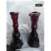 Image 2 : Vintage Avon Cape Cod Collection Pair of 8.75” Ruby Red Glass Candlesticks. No Chips.