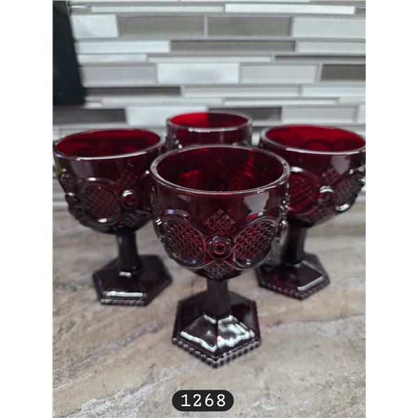 Vintage Avon Cape Cod Collection Ruby Red 10oz Stemmed Goblets. No Chips.