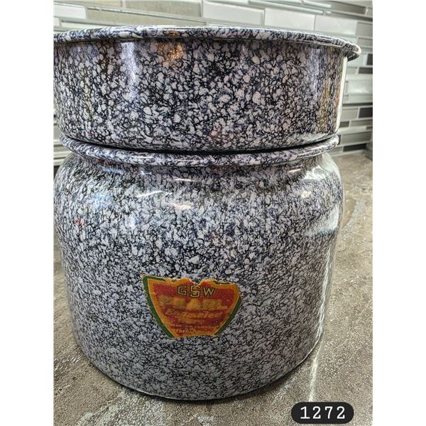 Vintage GSW Pearl Enamelware Double Boiler