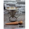 Image 1 : Vintage Metal Strainer, Wooden Pestle