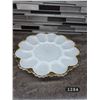 Image 1 : Milk Glass & Gold Trim Deviled Egg Plate