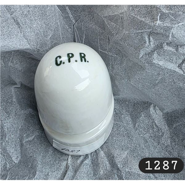 Vintage White Porcelain C.P.R Electrical Insulator