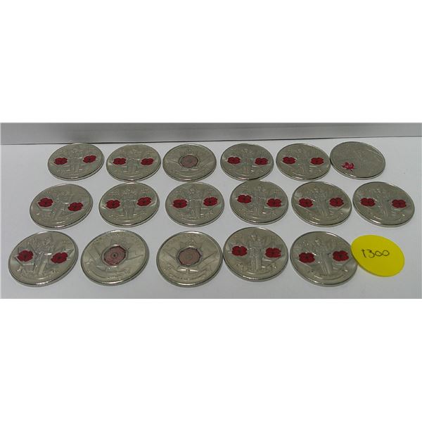 3 x 2004 remembrance day poppies 1 x tecumseh war of 1812 13 x colonel 25 cent