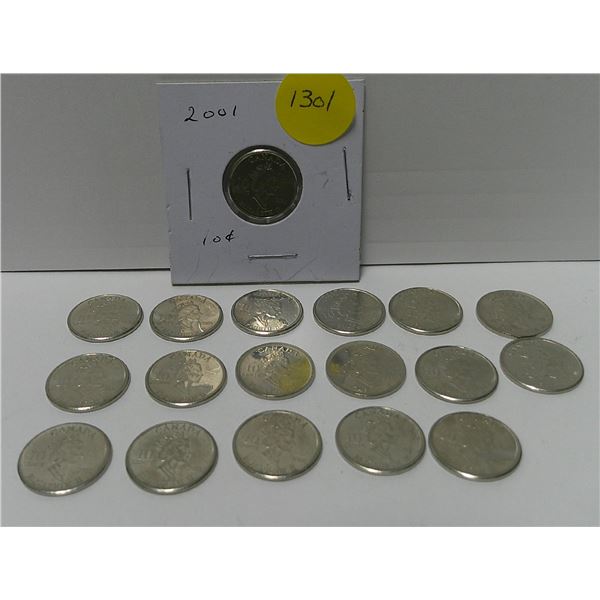 18 x 2001 10 cent coins international year of volunteering