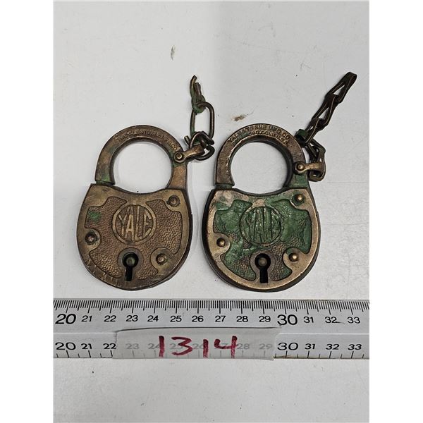 (2) Antique Brass Yale Locks