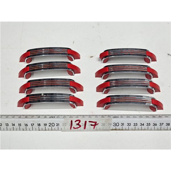 Set of (8) Red Chrome MCM Drawer Pulls