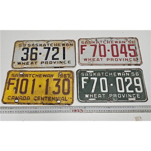 (4) 1956-1967 Vintage Sask Licence Plates