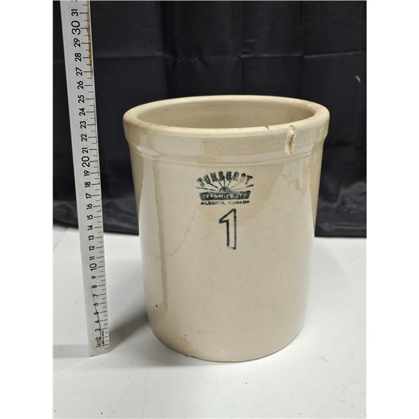 Vintage Sunburst 1gal Crock *CRACKED*