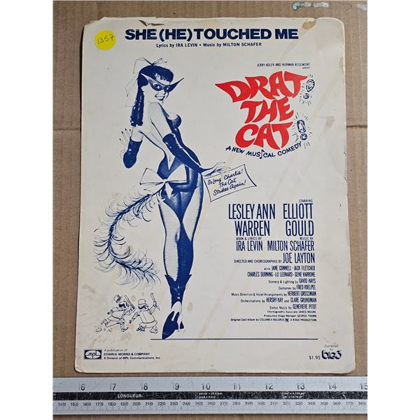 Vintage "Drat the Cat - She (He) Touched Me" Sheet Music