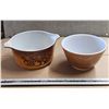 Image 1 : Vintage Pyrex "Old Orchard" Casserole Dish #473, Pyrex Brown Mixing Bowl 1.5 pint #401