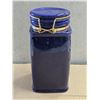 Image 3 : Vintage Crabtree & Evelyn Cobalt Blue Ceramic Canister with Clasp Lid