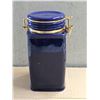 Image 4 : Vintage Crabtree & Evelyn Cobalt Blue Ceramic Canister with Clasp Lid