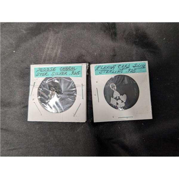 .925 Silver Moose Charm and .925 Silver Playing Card Charm