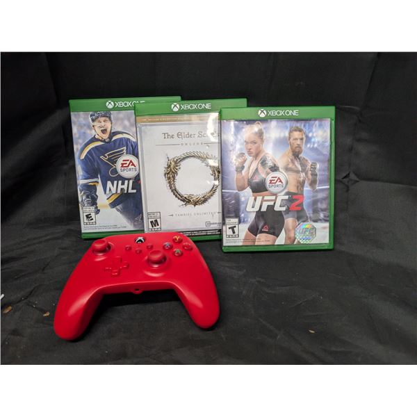 (3) Xbox One Games and Power A Brand Plug In Xbox Controller