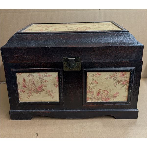 23"x16"x14-27" Wooden Chest w/ Unique Design