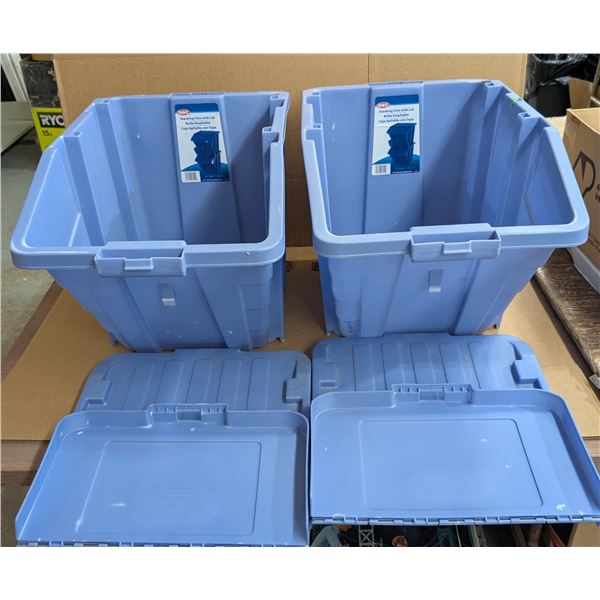 (2) Stacking totes 60L w/ Lids (Used)