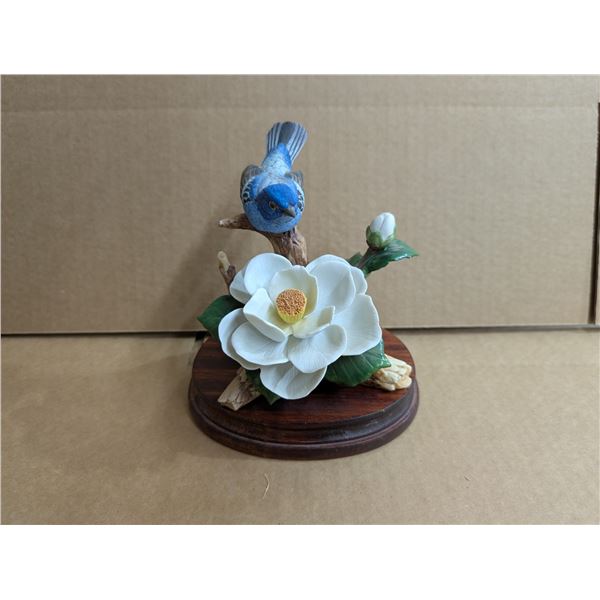 1987 "Indigo Bunting" By Andrea Sadek Porcelain Bird w/ Stand