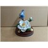 Image 1 : 1987 "Indigo Bunting" By Andrea Sadek Porcelain Bird w/ Stand