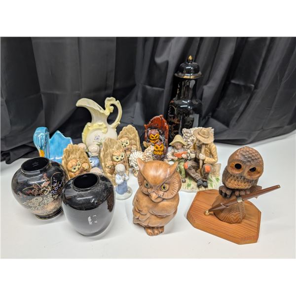 Lot of Misc. Decor (Vases, owls, Ceramic, and etc.)