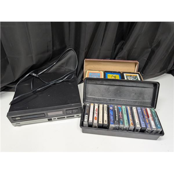 Lot of 8 Tracks and CD adapter for stereo (Works) W/ Cassettes