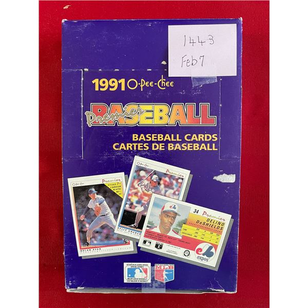1991 O-Pee-Chee Baseball Cards. Unopened Box of (36) pks