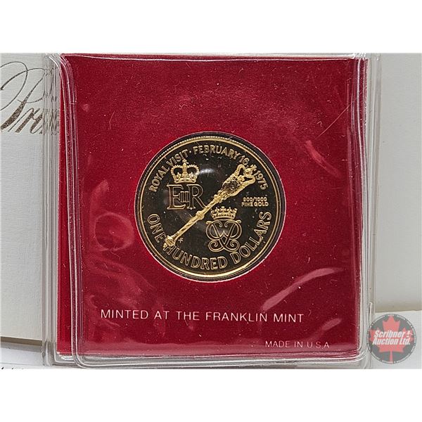 The Franklin Mint : 1975 One Hundred Dollar Gold Coin of Bermuda  : To Commemorate the Royal Visit o