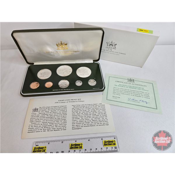 The Franklin Mint ~ Trinidad and Tobago : 1976 Eight-Coin Proof Set (COA) (Estate Lot)