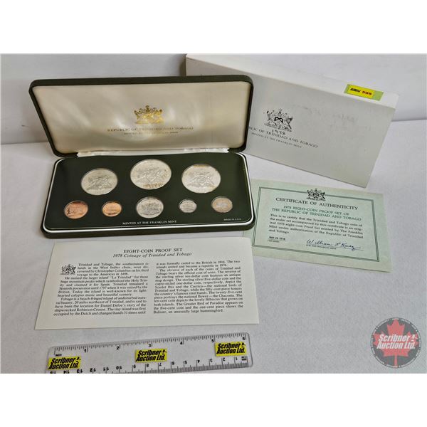 The Franklin Mint ~ Trinidad and Tobago : 1978 Eight-Coin Proof Set (COA) (Estate Lot)
