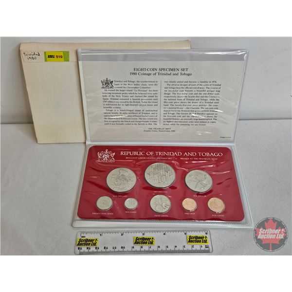 The Franklin Mint ~ Trinidad and Tobago : 1980 Eight-Coin Specimen Set (Estate Lot)