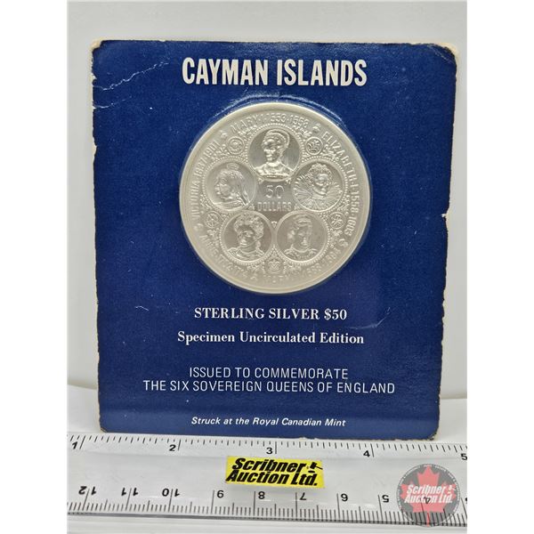 RCM Cayman Islands 1976 : Sterling Silver $50 Specimen Uncirculated Edition : Issued to Commemorate 