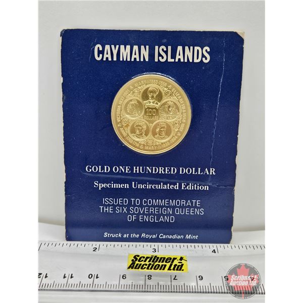 RCM Cayman Islands 1976 : Gold $100 Specimen Uncirculated Edition : Issued to Commemorate the Six So