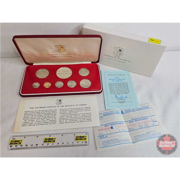 The Franklin Mint ~ Republic of Liberia : 1978 Eight-Coin Proof Set (COA) (Estate Lot)
