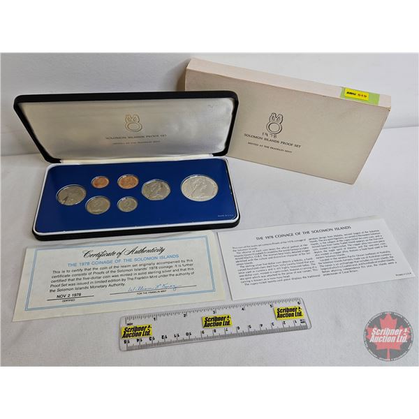 The Franklin Mint ~ Solomon Islands : 1978 Seven-Coin Proof Set (COA) (Estate Lot)