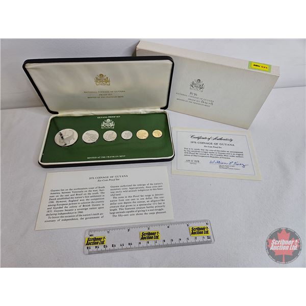 The Franklin Mint ~ Guyana : 1976 Six-Coin Proof Set (COA) (Estate Lot)