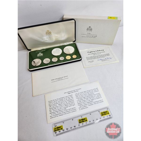 The Franklin Mint ~ Guyana : 1976 Eight-Coin Proof Set (COA) (Estate Lot)