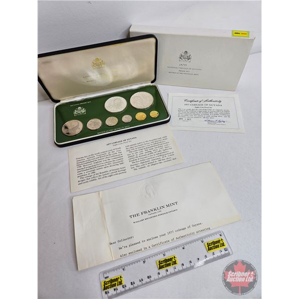 The Franklin Mint ~ Guyana : 1977 Eight-Coin Proof Set (COA) (Estate Lot)