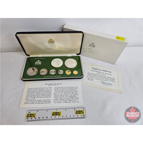 The Franklin Mint ~ Guyana : 1978 Eight-Coin Proof Set (COA) (Estate Lot)
