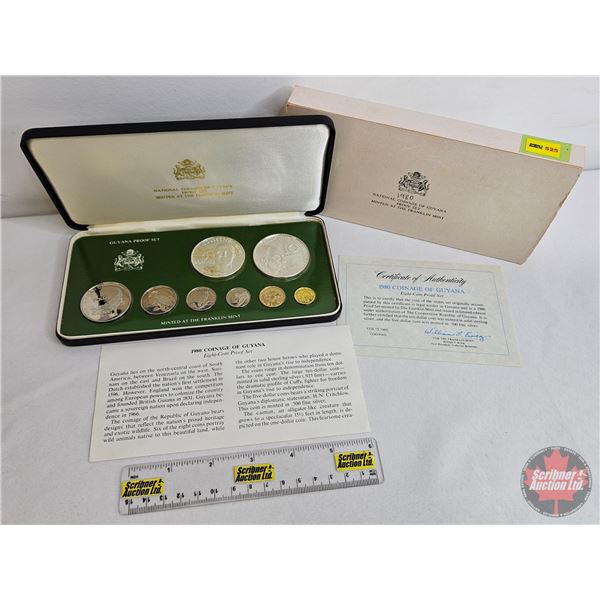 The Franklin Mint ~ Guyana : 1980 Eight-Coin Proof Set (COA) (Estate Lot)