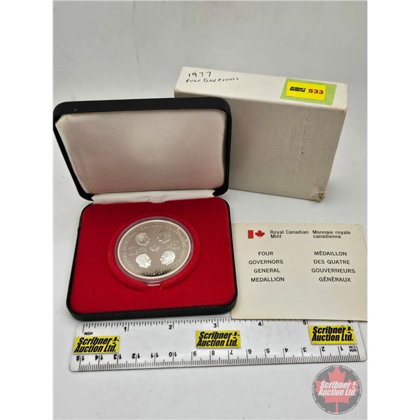 RCM Canada 1977 : FOUR GOVERNORS GENERAL MEDALLION (.925 Silver) (Estate Lot)