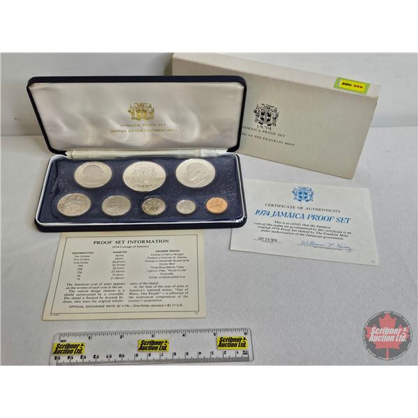 The Franklin Mint ~ Jamaica : 1974 Eight-Coin Proof Set (COA) (Estate Lot)