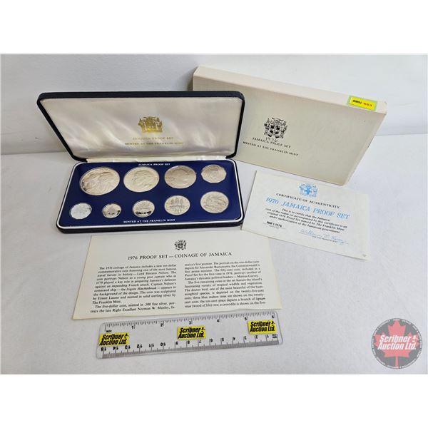 The Franklin Mint ~ Jamaica : 1976 Nine-Coin Proof Set (COA) (Estate Lot)