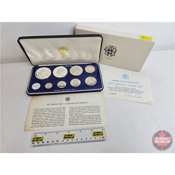 The Franklin Mint ~ Jamaica : 1977 Nine-Coin Proof Set (COA) (Estate Lot)
